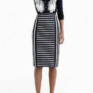 Size 4 j crew pencil skirt black and white striped cotton blend